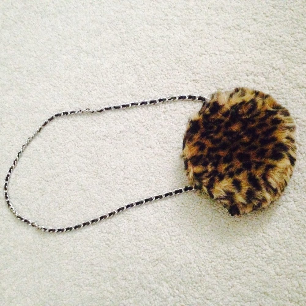 PLACE Faux Leopard Fur Purse